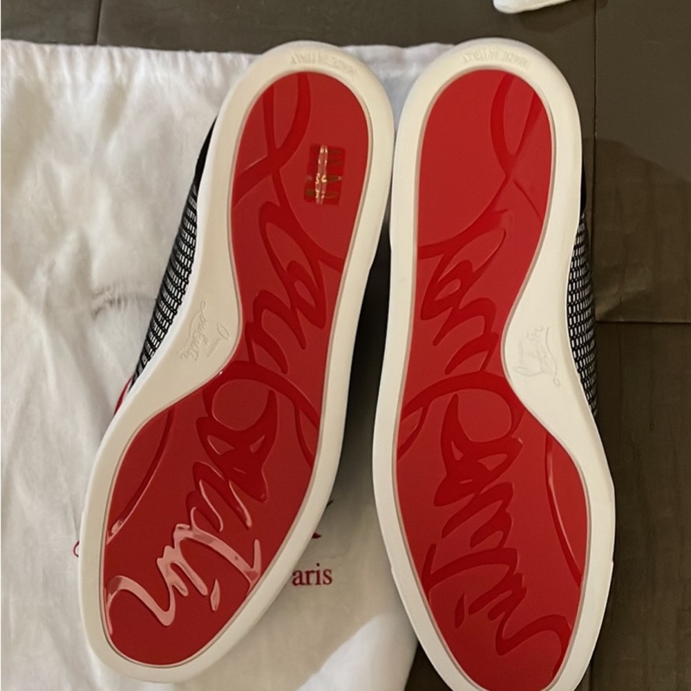 Christian Louis Vuitton Louis Junior spike orlato flats red bottoms